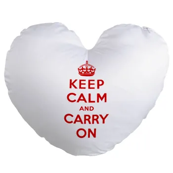 KEEP CALM  and carry on, Μαξιλάρι καναπέ καρδιά 40x40cm περιέχεται το  γέμισμα