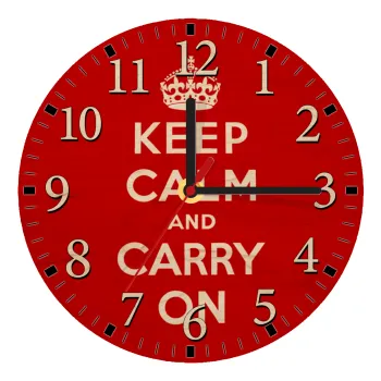 KEEP CALM  and carry on, Ρολόι τοίχου ξύλινο plywood (20cm)