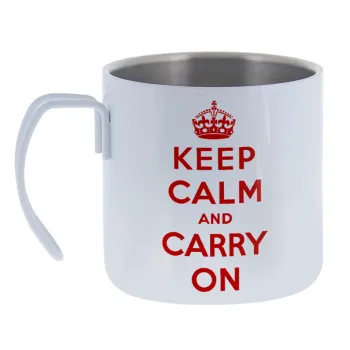KEEP CALM  and carry on — Κούπα Ανοξείδωτη διπλού τοιχώματος 400ml