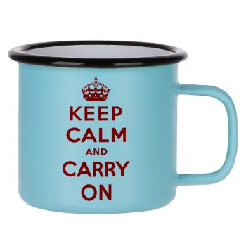 KEEP CALM  and carry on, Κούπα Μεταλλική εμαγιέ ΜΑΤ σιέλ 360ml