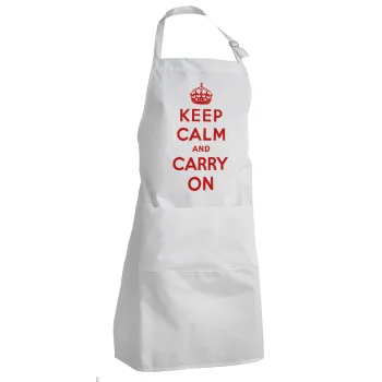 KEEP CALM  and carry on, Ποδιά Σεφ Ολόσωμη Ενήλικων (με ρυθμιστικά και 2 τσέπες)