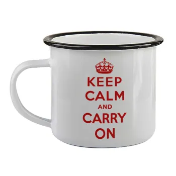 KEEP CALM  and carry on, Κούπα εμαγιέ με μαύρο χείλος 360ml