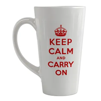 KEEP CALM  and carry on, Κούπα κωνική Latte Μεγάλη, κεραμική, 450ml
