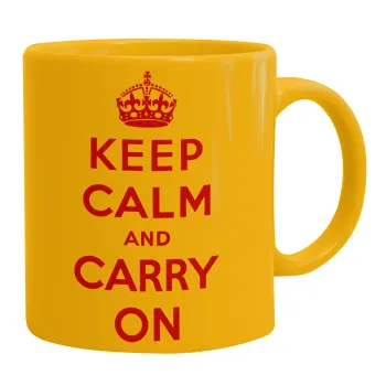 KEEP CALM  and carry on, Ceramic coffee mug yellow, 330ml