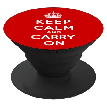 KEEP CALM  and carry on, Phone Holders Stand  Μαύρο Βάση Στήριξης Κινητού στο Χέρι