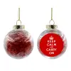Στολίδι Χριστουγεννιάτικη μπάλα δένδρου διάφανη με κόκκινο γέμισμα 8cm