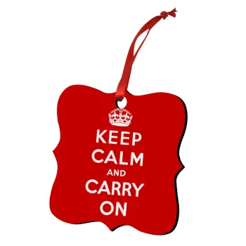 KEEP CALM  and carry on, Christmas ornament polygon wooden 7.5cm