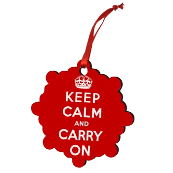 KEEP CALM  and carry on, Στολίδι Χριστουγεννιάτικο στολίδι snowflake ξύλινο 7.5cm
