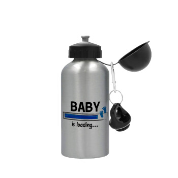 Baby is Loading BOY, Μεταλλικό παγούρι νερού, Ασημένιο, αλουμινίου 500ml