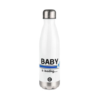 Baby is Loading BOY, Μεταλλικό παγούρι θερμός Λευκό (Stainless steel), διπλού τοιχώματος, 500ml