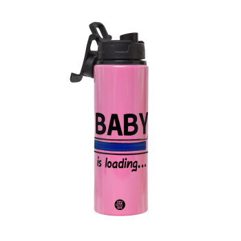 Baby is Loading BOY, Metallic water bottle with safety lid, 850ml aluminum