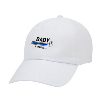 Baby is Loading BOY, Καπέλο Baseball Λευκό (5-φύλλο, unisex)