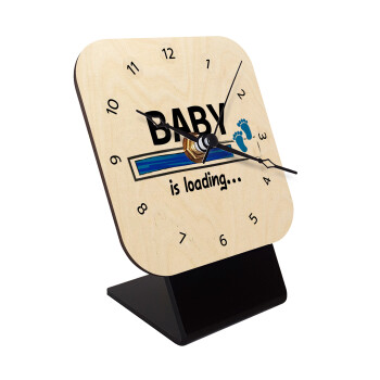 Baby is Loading BOY, Επιτραπέζιο ρολόι σε φυσικό ξύλο (10cm)
