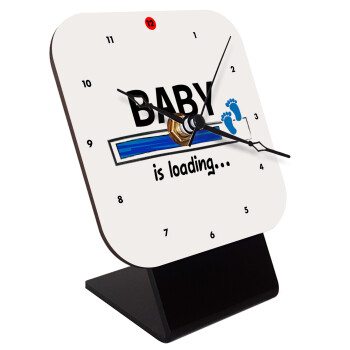 Baby is Loading BOY, Quartz Wooden table clock with hands (10cm)