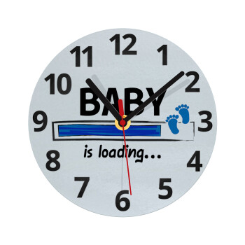 Baby is Loading BOY, Ρολόι τοίχου γυάλινο (20cm)