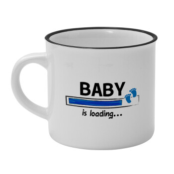 Baby is Loading BOY, Κούπα κεραμική vintage Λευκή/Μαύρη 230ml