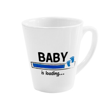 Baby is Loading BOY, Κούπα κωνική Latte Λευκή, κεραμική, 300ml