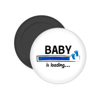 Baby is Loading BOY, Μαγνητάκι ψυγείου στρογγυλό διάστασης 5cm