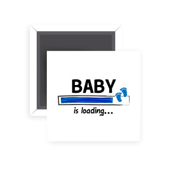 Baby is Loading BOY, Μαγνητάκι ψυγείου τετράγωνο διάστασης 5x5cm