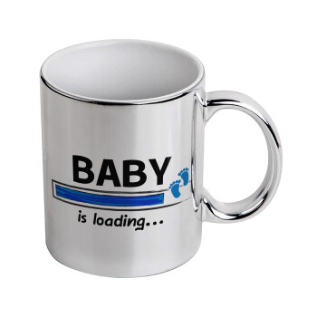 Baby is Loading BOY, Mug ceramic, silver mirror, 330ml