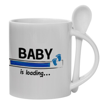 Baby is Loading BOY, Κούπα, κεραμική με κουταλάκι, 330ml (1 τεμάχιο)