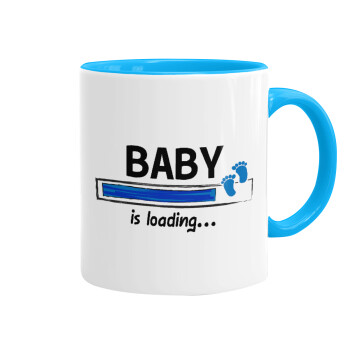 Baby is Loading BOY, Κούπα χρωματιστή γαλάζια, κεραμική, 330ml