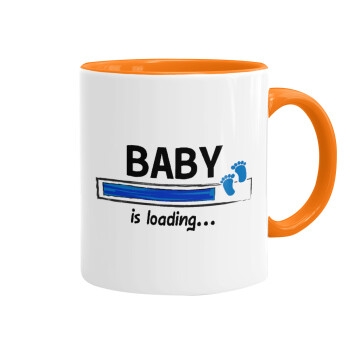 Baby is Loading BOY, Κούπα χρωματιστή πορτοκαλί, κεραμική, 330ml