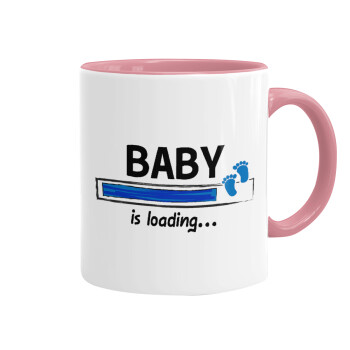 Baby is Loading BOY, Κούπα χρωματιστή ροζ, κεραμική, 330ml