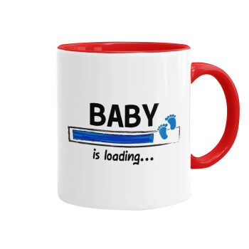 Baby is Loading BOY, Κούπα χρωματιστή κόκκινη, κεραμική, 330ml