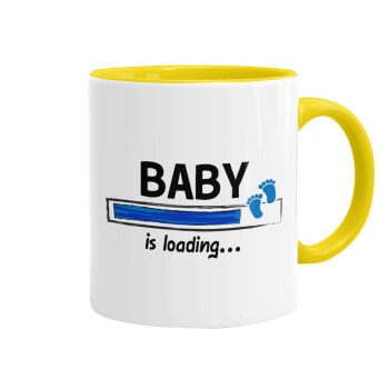 Baby is Loading BOY, Κούπα χρωματιστή κίτρινη, κεραμική, 330ml
