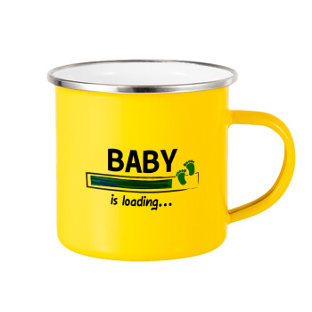 Baby is Loading BOY, Κούπα Μεταλλική εμαγιέ Κίτρινη 360ml