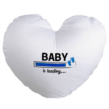 Baby is Loading BOY, Μαξιλάρι καναπέ καρδιά 40x40cm περιέχεται το  γέμισμα