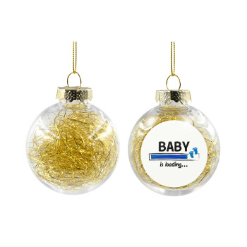 Baby is Loading BOY, Χριστουγεννιάτικη μπάλα δένδρου διάφανη με χρυσό γέμισμα 8cm