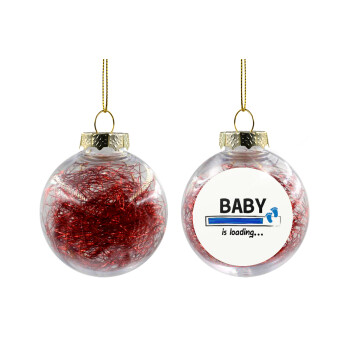 Baby is Loading BOY, Transparent Christmas tree ball ornament with red filling 8cm