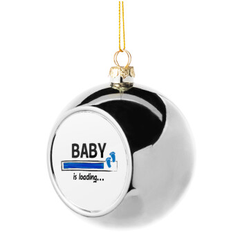 Baby is Loading BOY, Χριστουγεννιάτικη μπάλα δένδρου Ασημένια 8cm