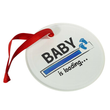 Baby is Loading BOY, Χριστουγεννιάτικο στολίδι γυάλινο 9cm
