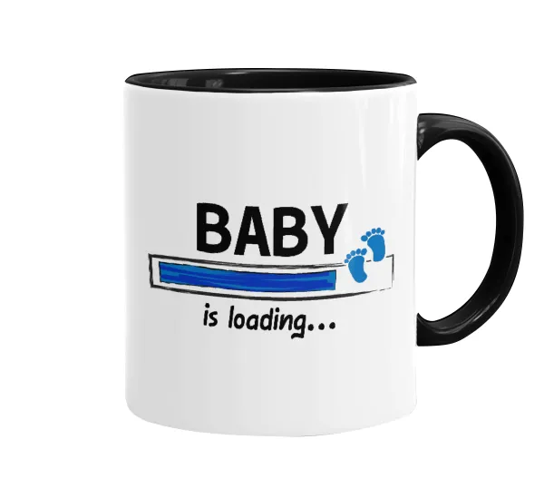Baby is Loading BOY — Κούπα χρωματιστή μαύρη, κεραμική, 330ml