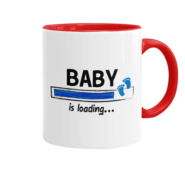 Baby is Loading BOY — Κούπα χρωματιστή κόκκινη, κεραμική, 330ml