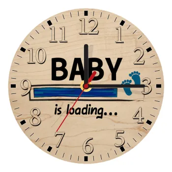 Baby is Loading BOY, Ρολόι τοίχου ξύλινο plywood (20cm)