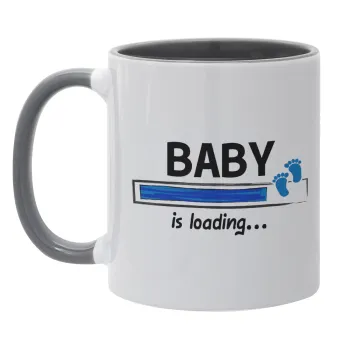 Baby is Loading BOY, Κούπα χρωματιστή γκρι, κεραμική, 330ml