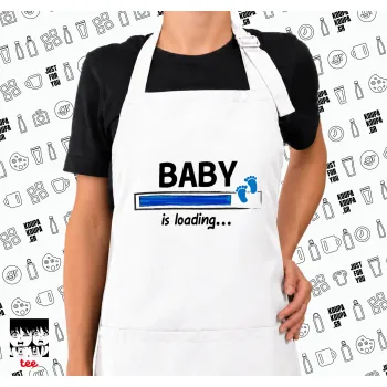 Baby is Loading BOY, Ποδιά μακριά Σεφ ολόσωμη με τσέπες white (ΕΝΗΛΙΚΩΝ)