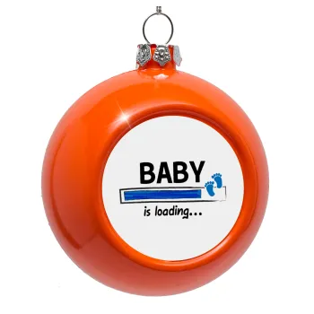 Baby is Loading BOY, Orange Christmas tree ornament bauble 8cm