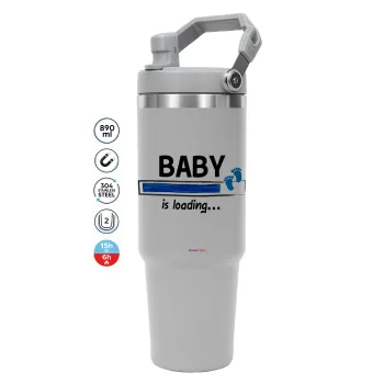 Baby is Loading BOY, GREY color, 890ml (30oz) stainless Steel Tumbler with Handle