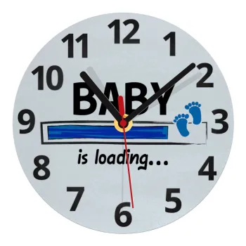Baby is Loading BOY, Ρολόι τοίχου γυάλινο (20cm)