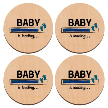 Baby is Loading BOY, ΣΕΤ x4 Σουβέρ ξύλινα στρογγυλά plywood (9cm)