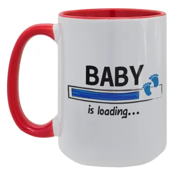 Baby is Loading BOY, Κούπα Mega 15oz, κεραμική Κόκκινη, 450ml