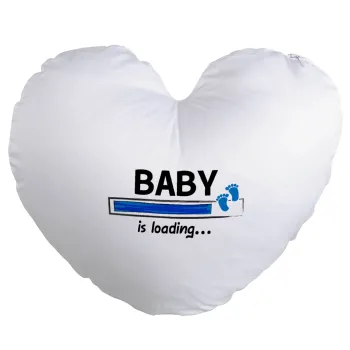 Baby is Loading BOY, Μαξιλάρι καναπέ καρδιά 40x40cm περιέχεται το  γέμισμα