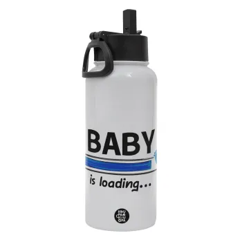Baby is Loading BOY, Metal mug thermo White with Straw and Spout Lid (Stainless steel), double wall, 950ml