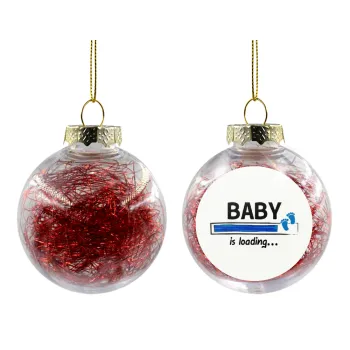 Baby is Loading BOY, Transparent Christmas tree ball ornament with red filling 8cm