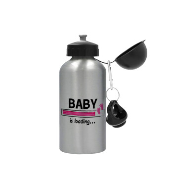 Baby is Loading GIRL, Metallic water jug, Silver, aluminum 500ml